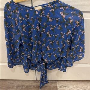 Elegant Floral Blue Blouse